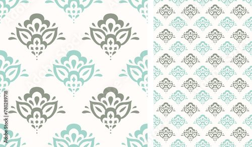 Cute scandinavian style ethnic seamless pattern. Hugge and calm hand drawn design. Moroccan tile. Mexican Spanish Talavera. Endless swatch with arabesque.