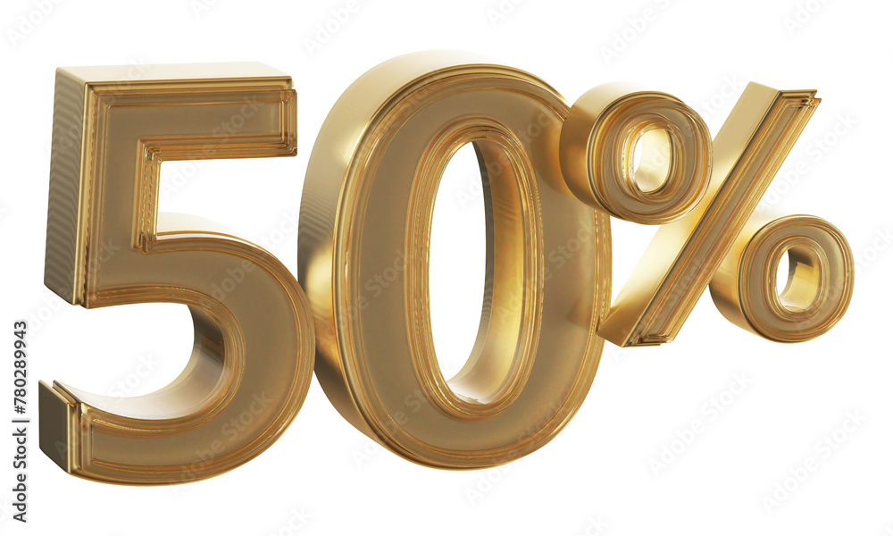 Discount 50 Percent Off Gold Number 3D Discount 50 Percent Off Gold Number 3D