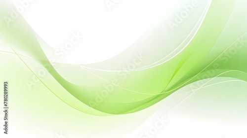 Clean green and white curve waves pattern on white background for wallpaper, abstract dynamic green wavy backdrop