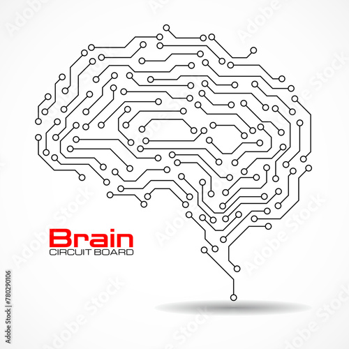 Technological brain. Circuit board. Vector background