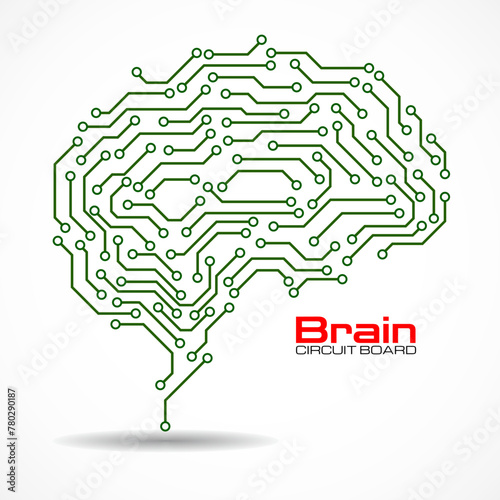Technological brain. Circuit board. Vector background