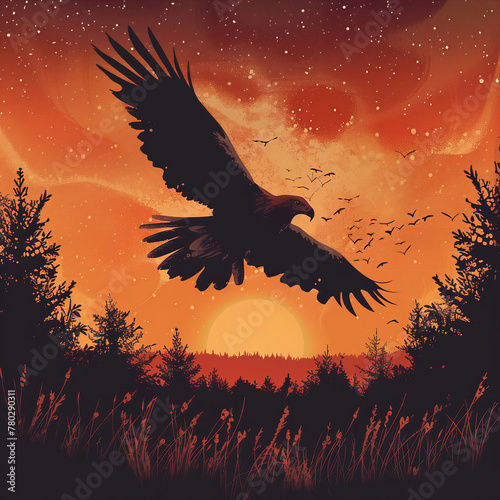 eagle in the sunset