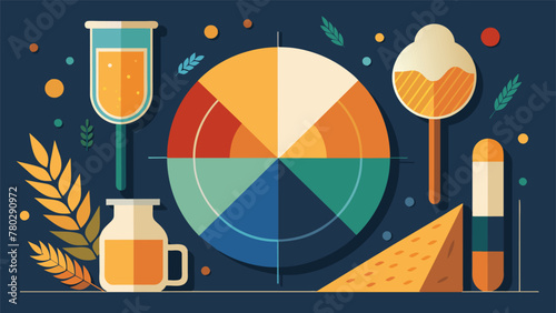 A colorful graphic showing the nutritional breakdown of grains highlighting their importance in creating beer. The illustration also includes