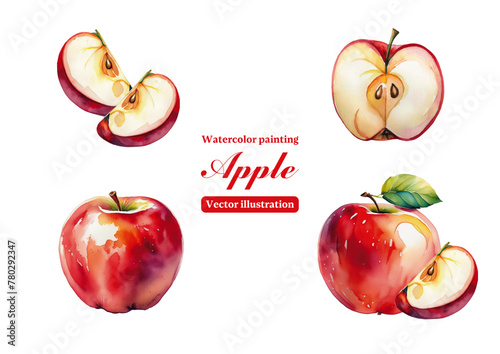 Watercolor painting apple