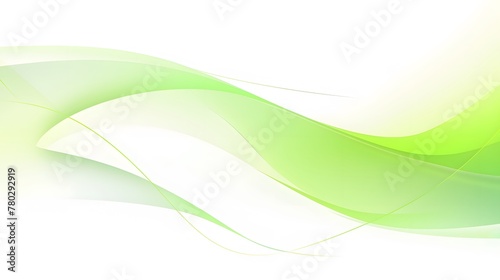 Plain green and white curve waves composition on white backdrop for wallpaper, abstract energetic green wavy background