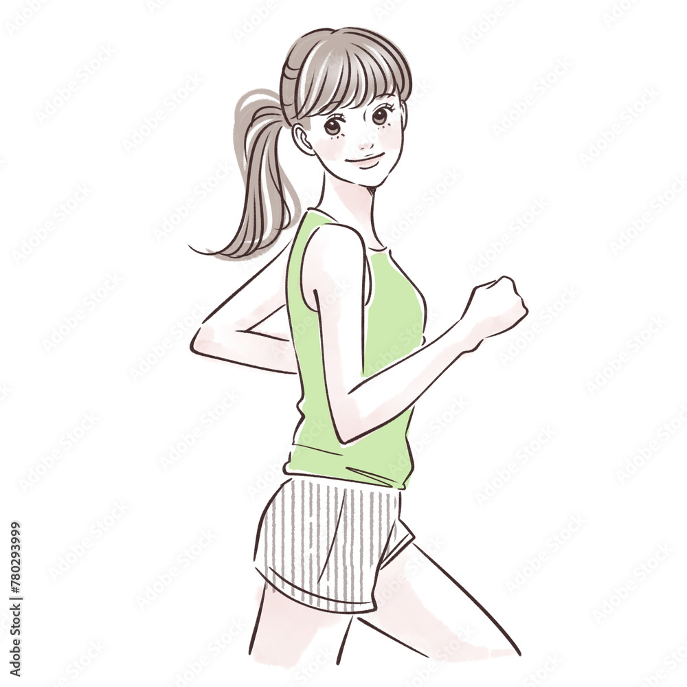 ランニング/ジョギング/エクササイズ/スポーツ/ダイエット/走る/マラソン/ウォーキング/ジム/ルームランナー/減量/脂肪燃焼/ボディメイク/女性・女の子のイラスト素材 ランニング/ジョギング/エクササイズ/スポーツ/ダイエット/走る/マラソン/ウォーキング/ジム/ルームランナー/減量/脂肪燃焼/ボディメイク/女性・女の子のイラスト素材