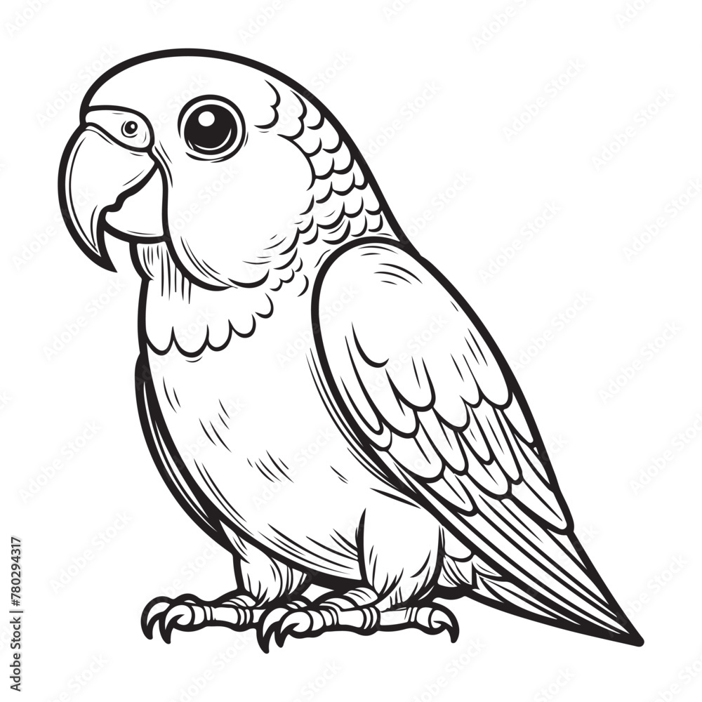 Line art of parrot conure cartoon vector Line art of parrot conure cartoon vector
