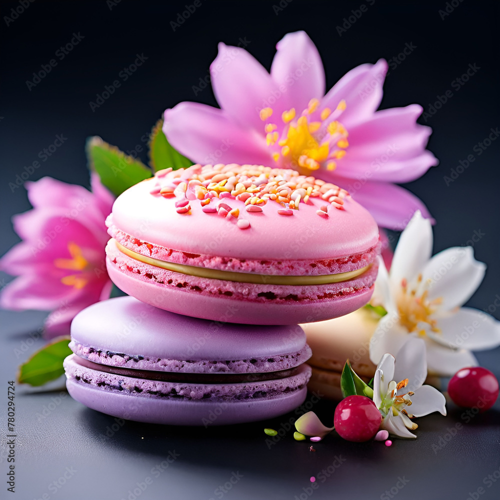 an-invitation-to-a-white-background-a-pretty-shaped-macaron.Generative AI an-invitation-to-a-white-background-a-pretty-shaped-macaron.Generative AI