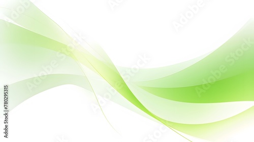 Uncomplicated green and white curve waves theme on white backdrop for wallpaper, abstract radiant green wavy background