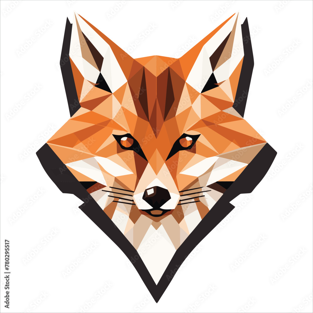 Naklejka premium Origami Fox head logo vector Illustrator 