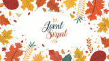 Autumn background with leaves and text flat vector 