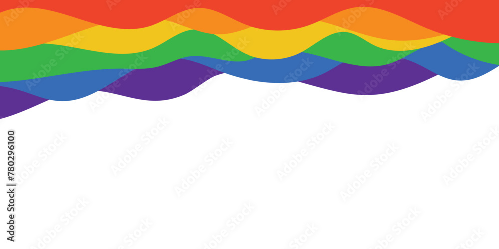lgbtq, pride month watercolor brush hand, drawn, waves rainbow, colorful, flag love is love Minimalist abstract greeting card background banner vector illustration