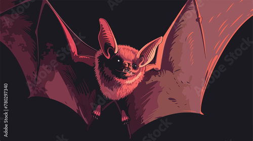 bat close up on a black background. Scanning the animal