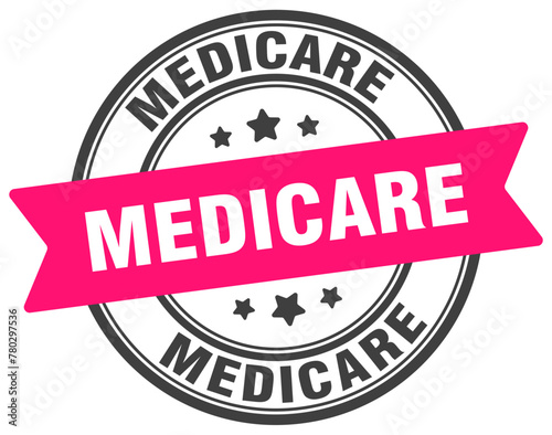 medicare stamp. medicare label on transparent background. round sign