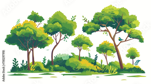 Beautiful landscape with trees flat vector 