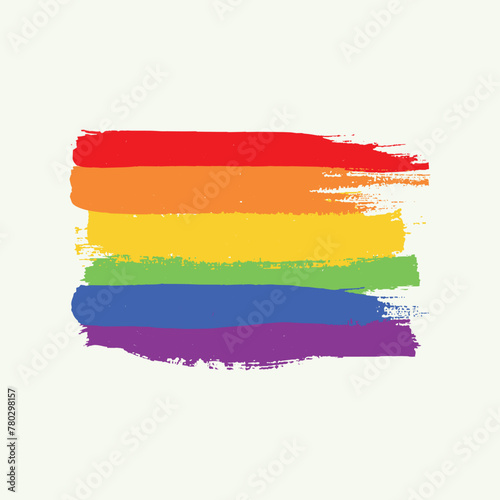 lgbtq  pride month watercolor brush hand  drawn  watercolor  brush  rainbow  colorful  flag love is love Minimalist abstract greeting card on light green background post or banner vector illustration