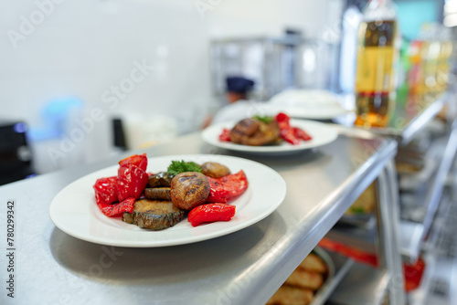 Assorted Gourmet Dishes Displayed on Shelves in a Modern Deli