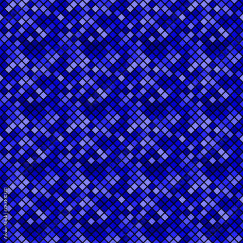 Geometrical seamless square pattern background - blue vector graphic design from diagonal squares