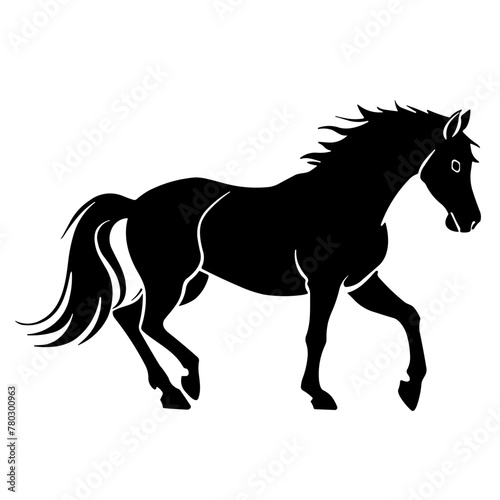 Simple horse isolated black flat icon.