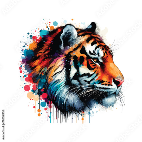 Tiger Head Watercolor Illustration for T-shirt Print