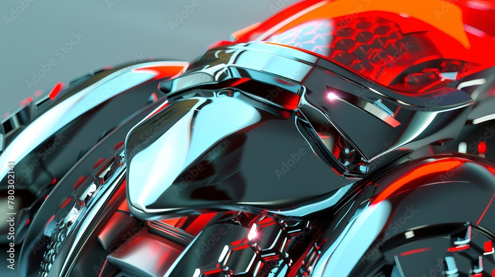 Metallic reflections intertwining with a bold red motif, Futuristic , Cyberpunk Metallic reflections intertwining with a bold red motif, Futuristic , Cyberpunk