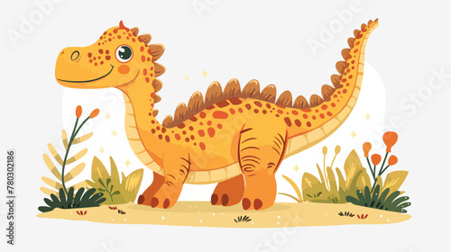 Cartoon cute dinosaur. Reptile. Lizard. Cute baby animal