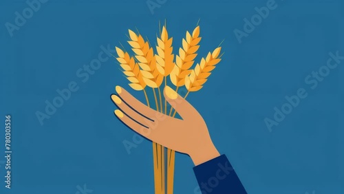 A hand holding a handful of locally grown wheat highlighting the importance of sourcing materials from nearby farms for bread production. photo