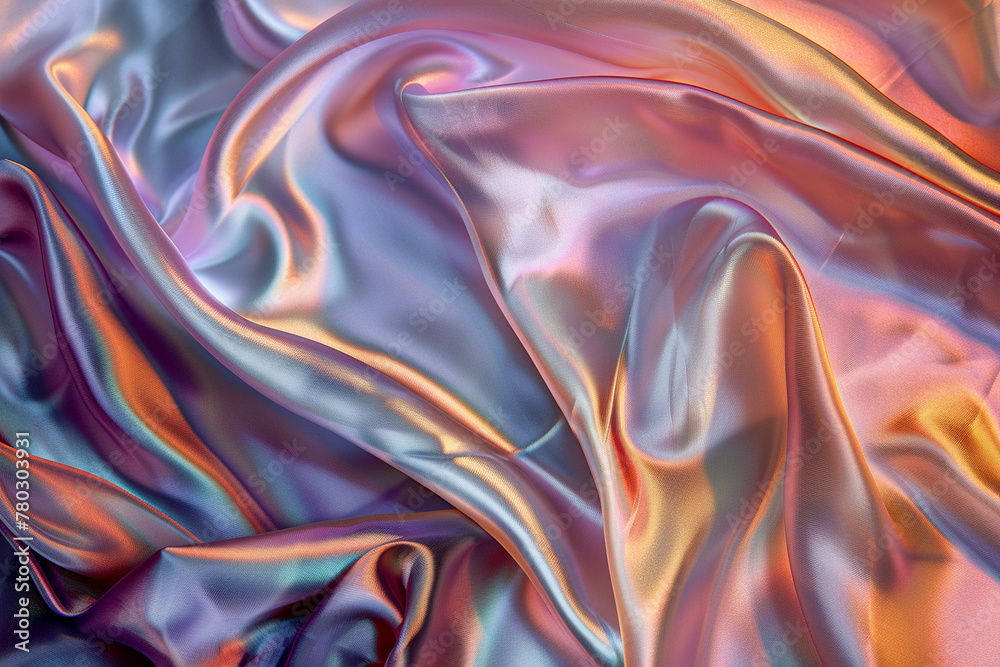Flowing folds of iridescent silk, abstract , background