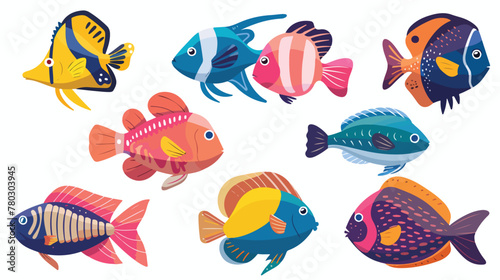 cartoon fish flat vector isolated on white background