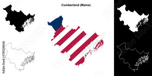 Cumberland County (Maine) outline map set