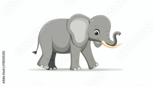 Cartoon funny elephant isolated on white background 