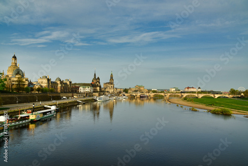 Dresden cityscape panorama with elbe river germany