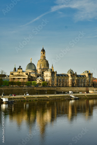 Dresden cityscape panorama with elbe river germany