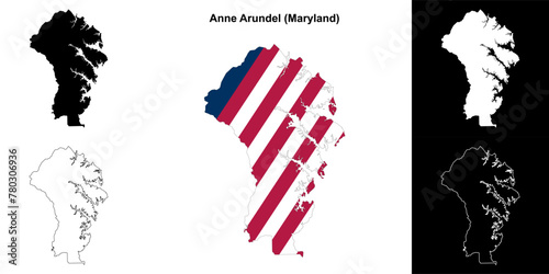 Anne Arundel County (Maryland) outline map set