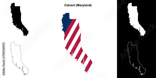 Foto Calvert County (Maryland) outline map set