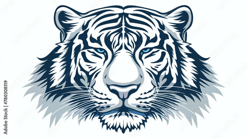 Vector illustration white tiger head Flat vector 