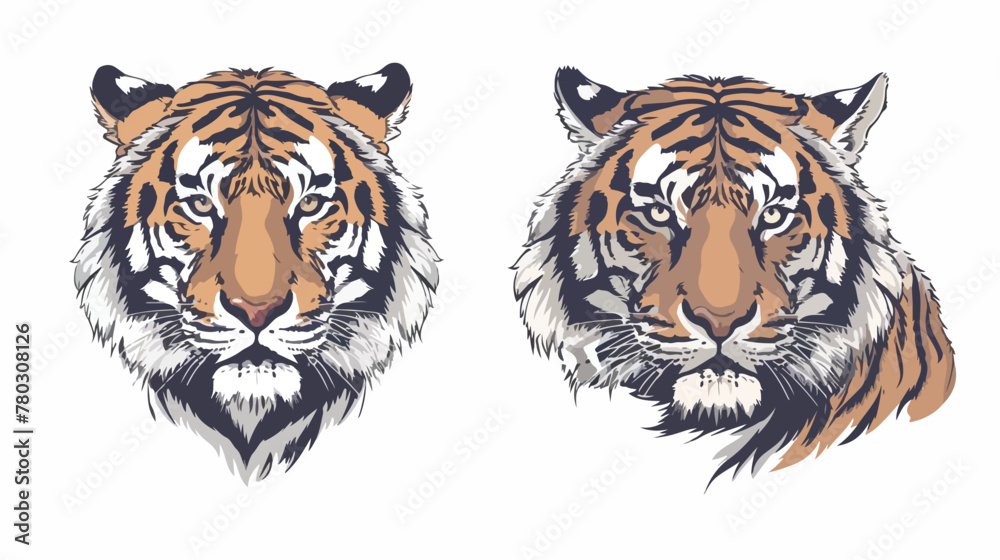 Vector illustration white tiger head Flat vector 
