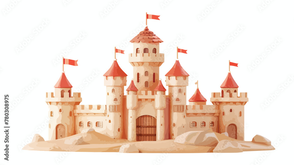 Vector realistic sand castle fort or fortress