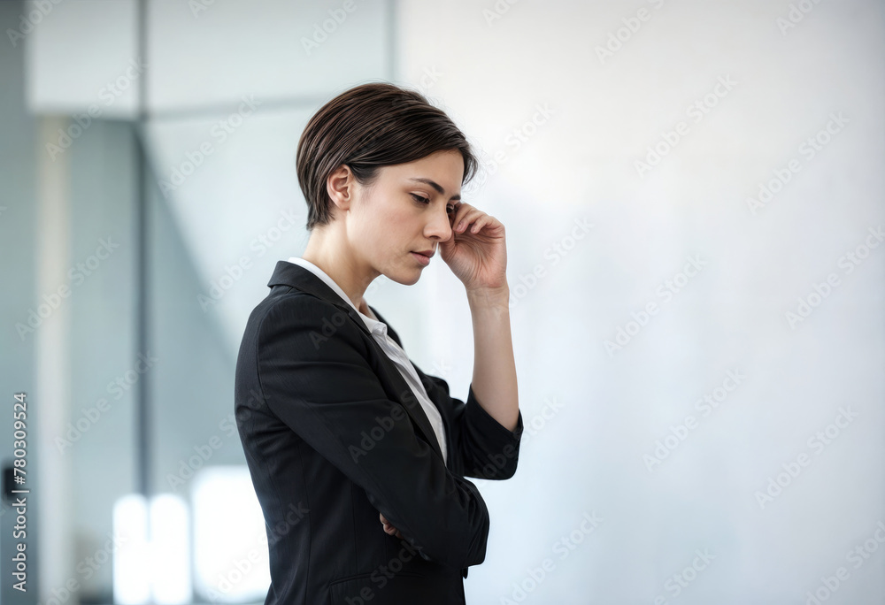 Stressed Young Businesswoman in Office Shot Stressed Young Businesswoman in Office Shot