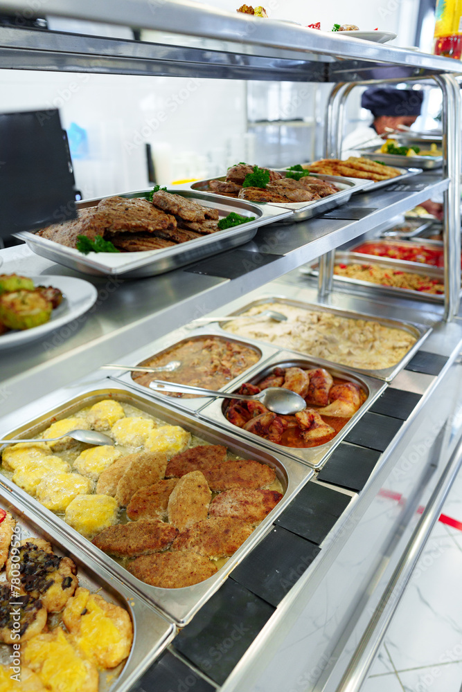 Variety of Food Displayed on Buffet Table