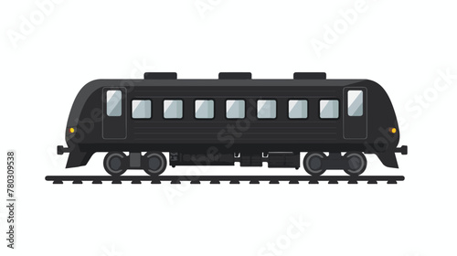 Black train icon flat vector isolated on white background
