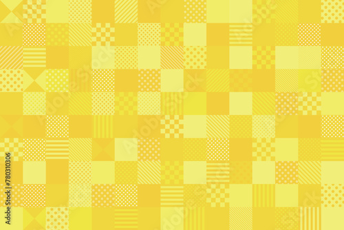 背景素材 黄色 オレンジ 四角形パターン ドットとストライプ背景 スクエア 格子模様 市松模様