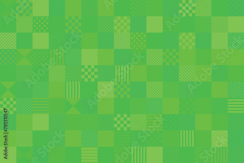 背景素材 緑色 四角形パターン ドットとストライプ背景 スクエア 格子模様 正方形