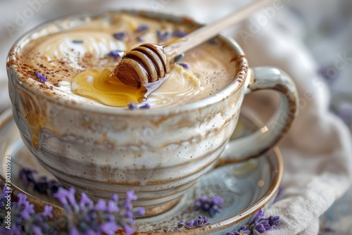 Handcrafted Honey Lavender Latte in Artisanal Ceramic Cup