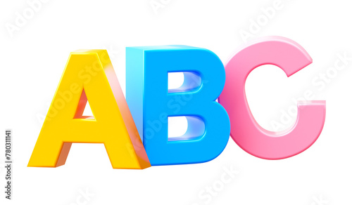PNG abc 3d alphabet basic font isolated on white transparent background with english word for education concept graphic element.