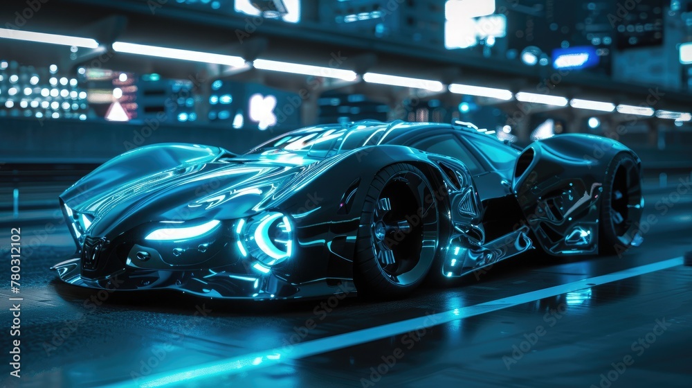 Future car wallpaper, Futuristic car images, future technology cars, futuristic electric car on blue background, black futuristic electric car with blue light
