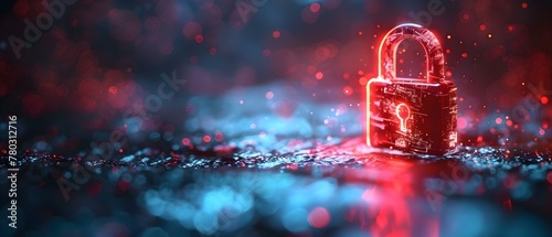 Secure Digital Future: Cyber Padlock Hologram. Concept Cybersecurity, Digital Future, Hologram Technology, Cyber Threats, Data Protection