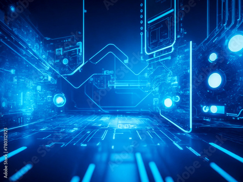 Technology background with blue light effect background