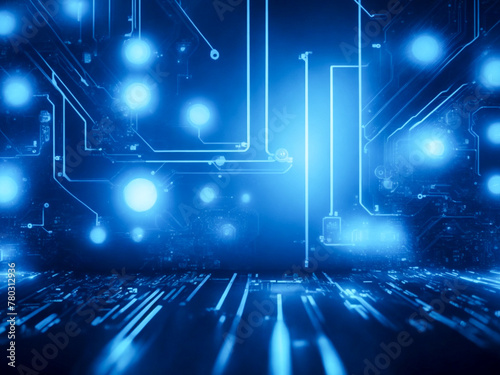 Technology background with blue light effect background