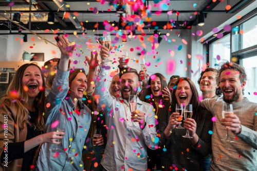 Corporate Team Cheers to a Winning Marketing Campaign Start